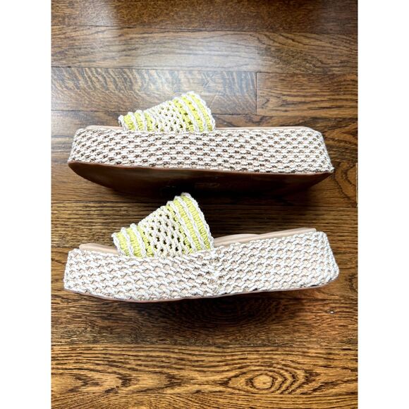 Rag & bone Logan Platform Slide Sandal Crochet Chalk Yellow Natural Size 9 - Picture 10 of 12
